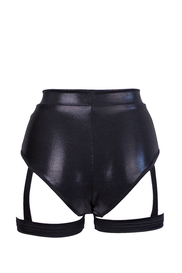 High waisted garter shorts Hologram Pole dance wear / HW GARTER HOLOGR