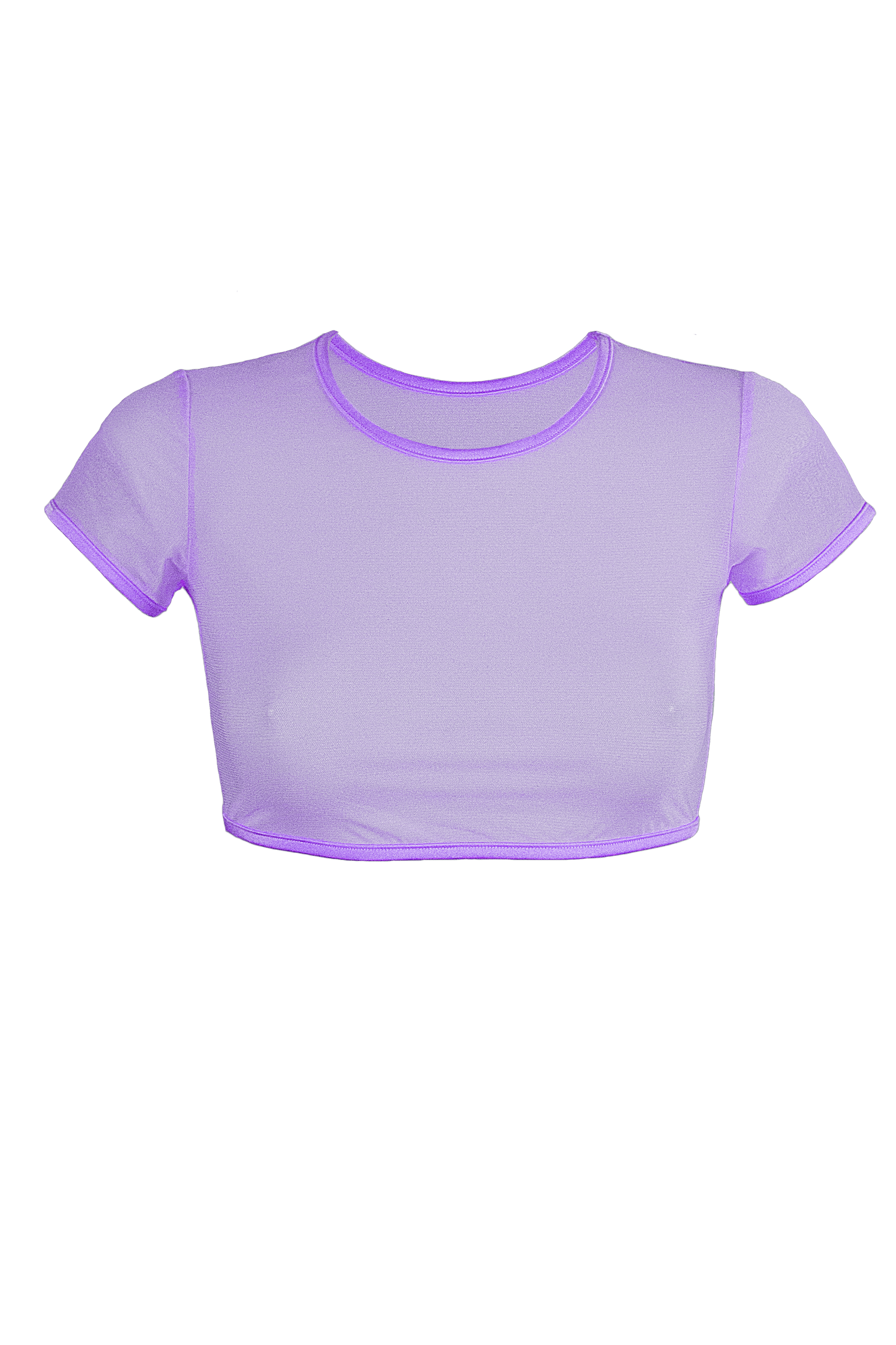 Crop T-Shirt Short Sleeve Stretch Mesh / LILAC - EXES LINGERIE