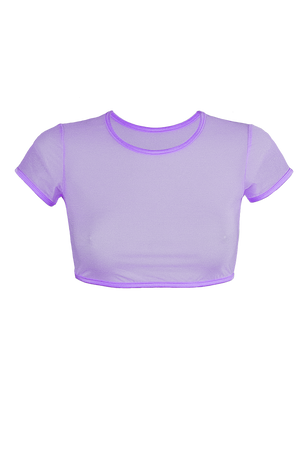 Crop T-Shirt Short Sleeve Stretch Mesh / LILAC - EXES LINGERIE