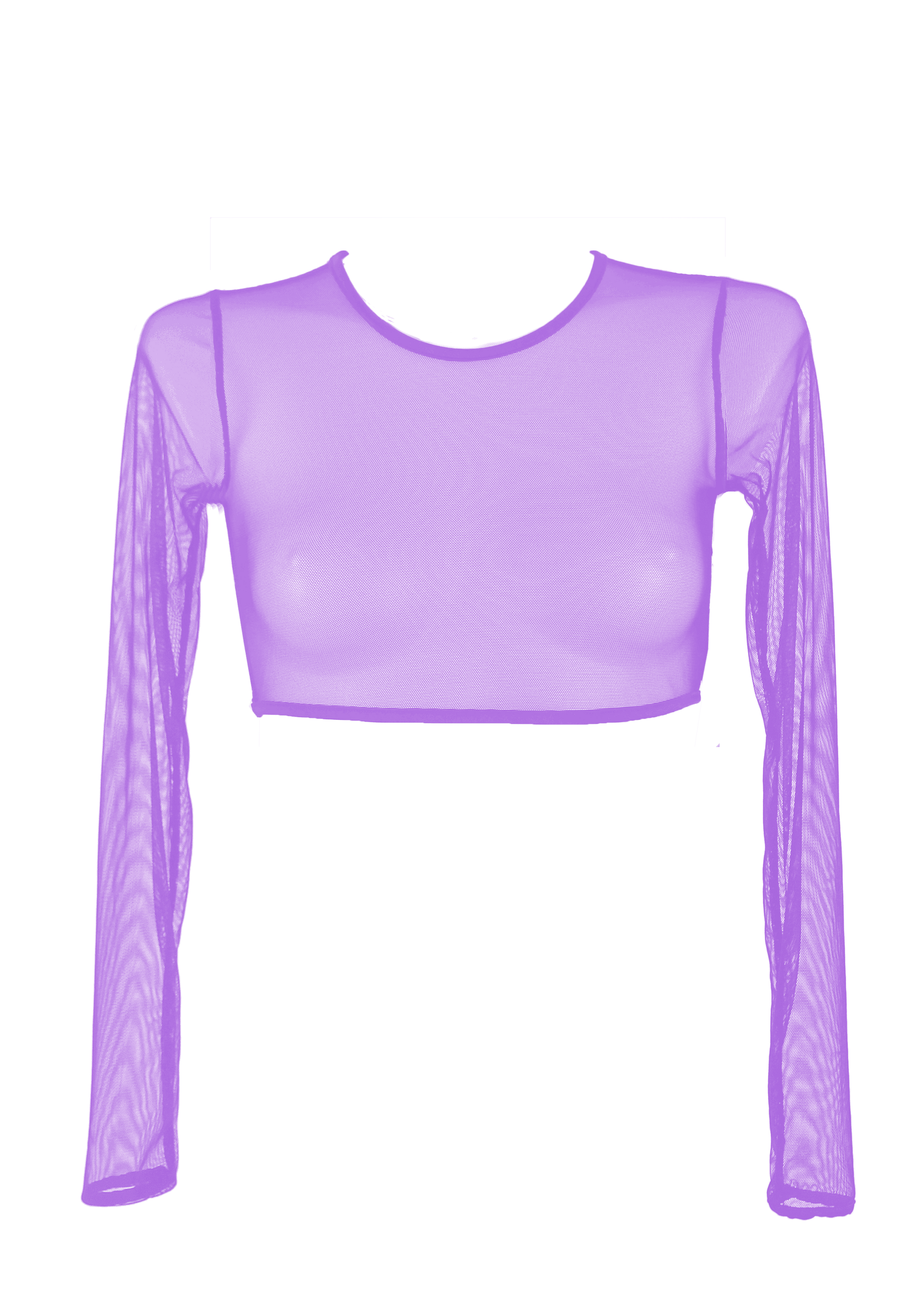 Crop T-Shirt Long Sleeve Stretch Mesh / LILAC - EXES LINGERIE