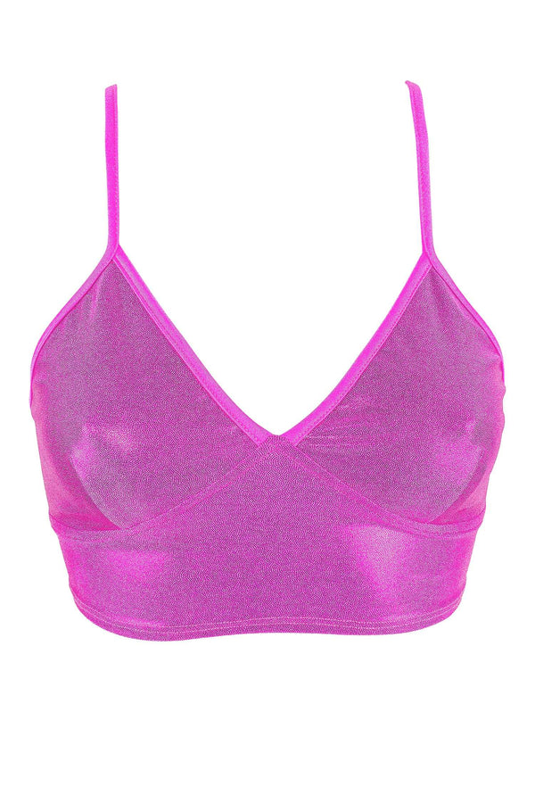 Bustier Holographic Crop top / HOLO NEON PINK