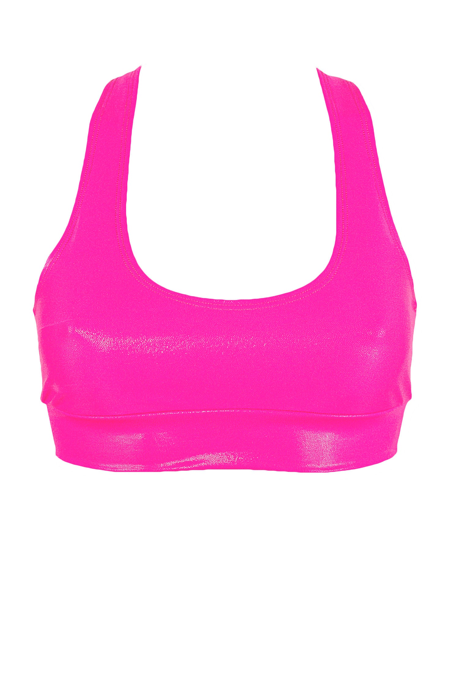 Crop Top Holographic Bras / TOP JUNE / NEON PINK HOLOGRAM