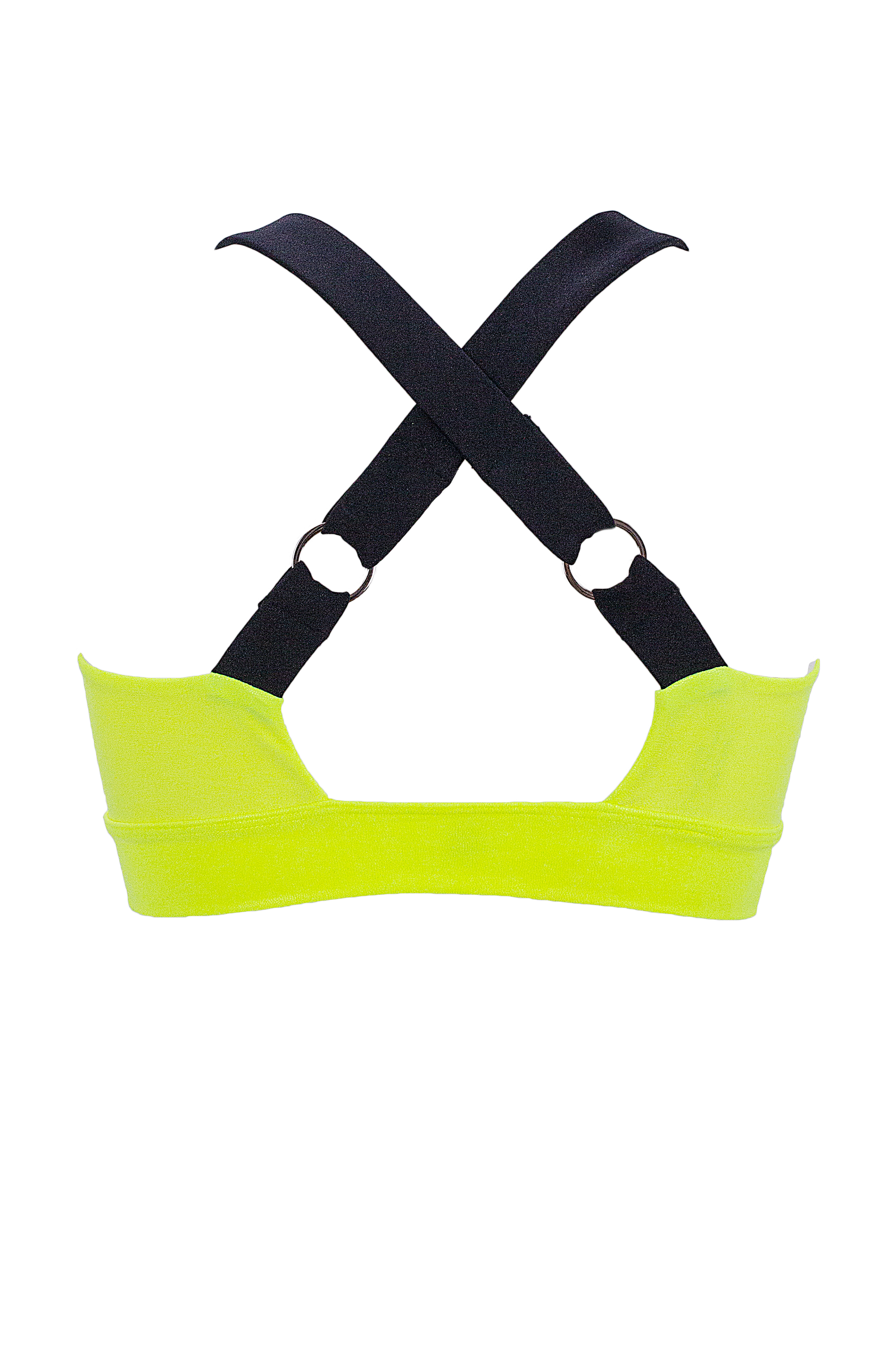 Sport Bra Holographic Crop Top / TOP KATE / NEON YELLOW - EXES LINGERIE