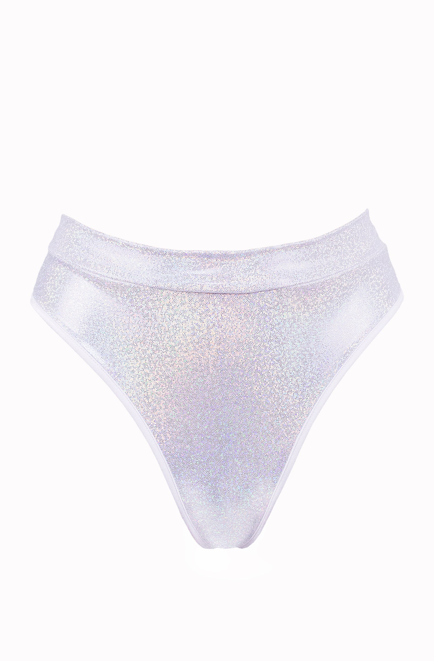 High Waist Rave Holographic Bottom / BOND Holo WHITE,BOTTOMS - EXES LINGERIE