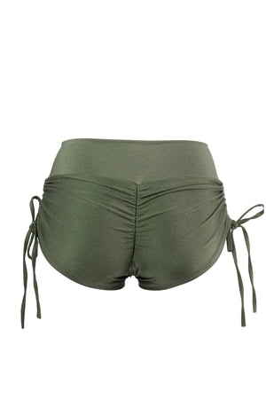 Drawstring side Shorts Scrunch Back / SHORTS V / KHAKI