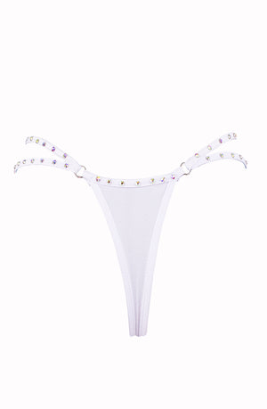 Mini thong double straps Crystals panty / DOUBLE CRYSTALS WHITE