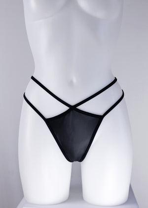 Mini thong double straps panty / DOUBLE STRING BLACK