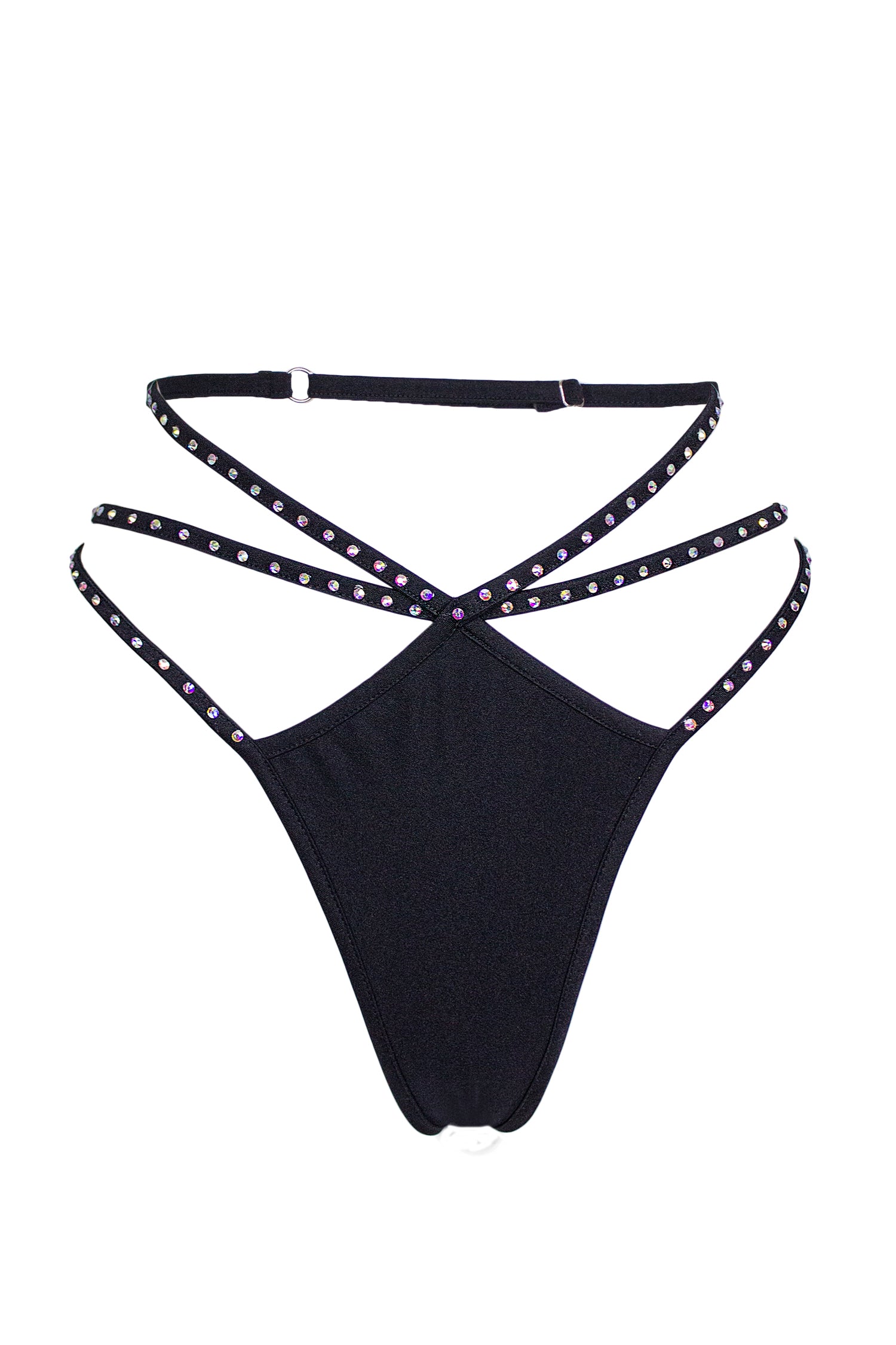 Mini thong Cage crystals Bottom / ÉTOILE BLACK