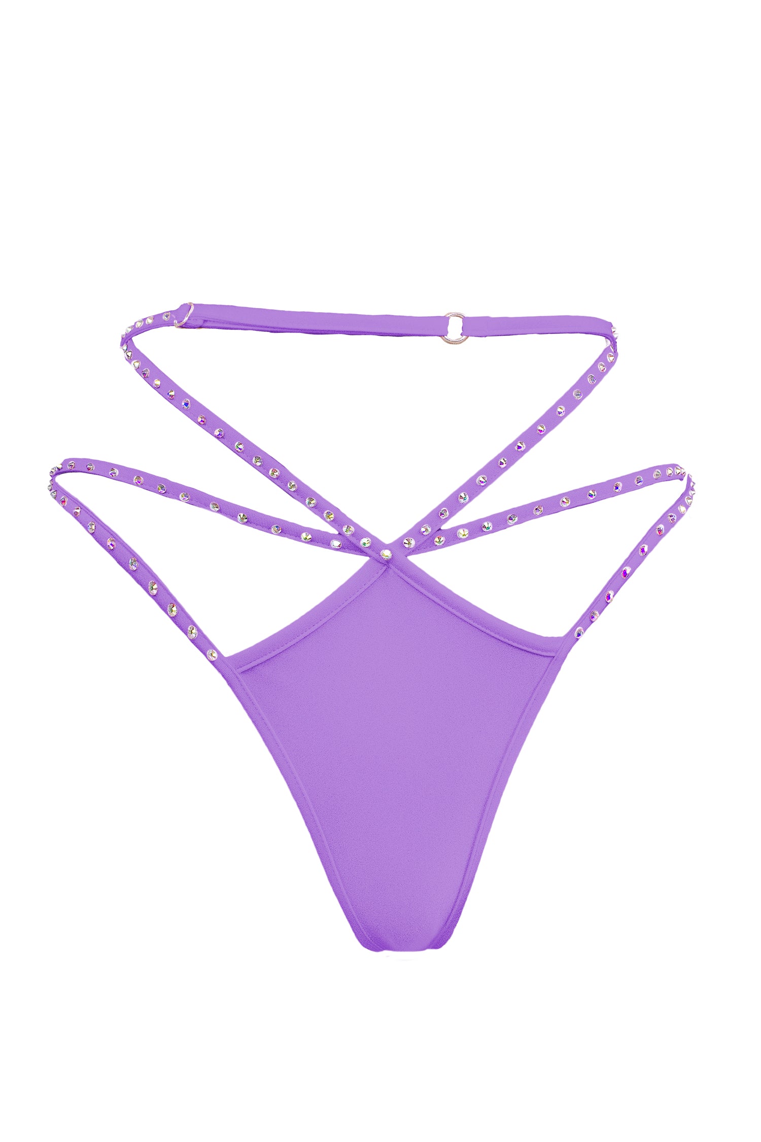 Cage thong with crystals scrunch back / ÉTOILE LILAC,BOTTOMS - EXES LINGERIE
