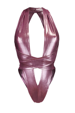 CRISS CROSS Hologram Bondage Bodysuit / RAVE Bodysuit / WINE