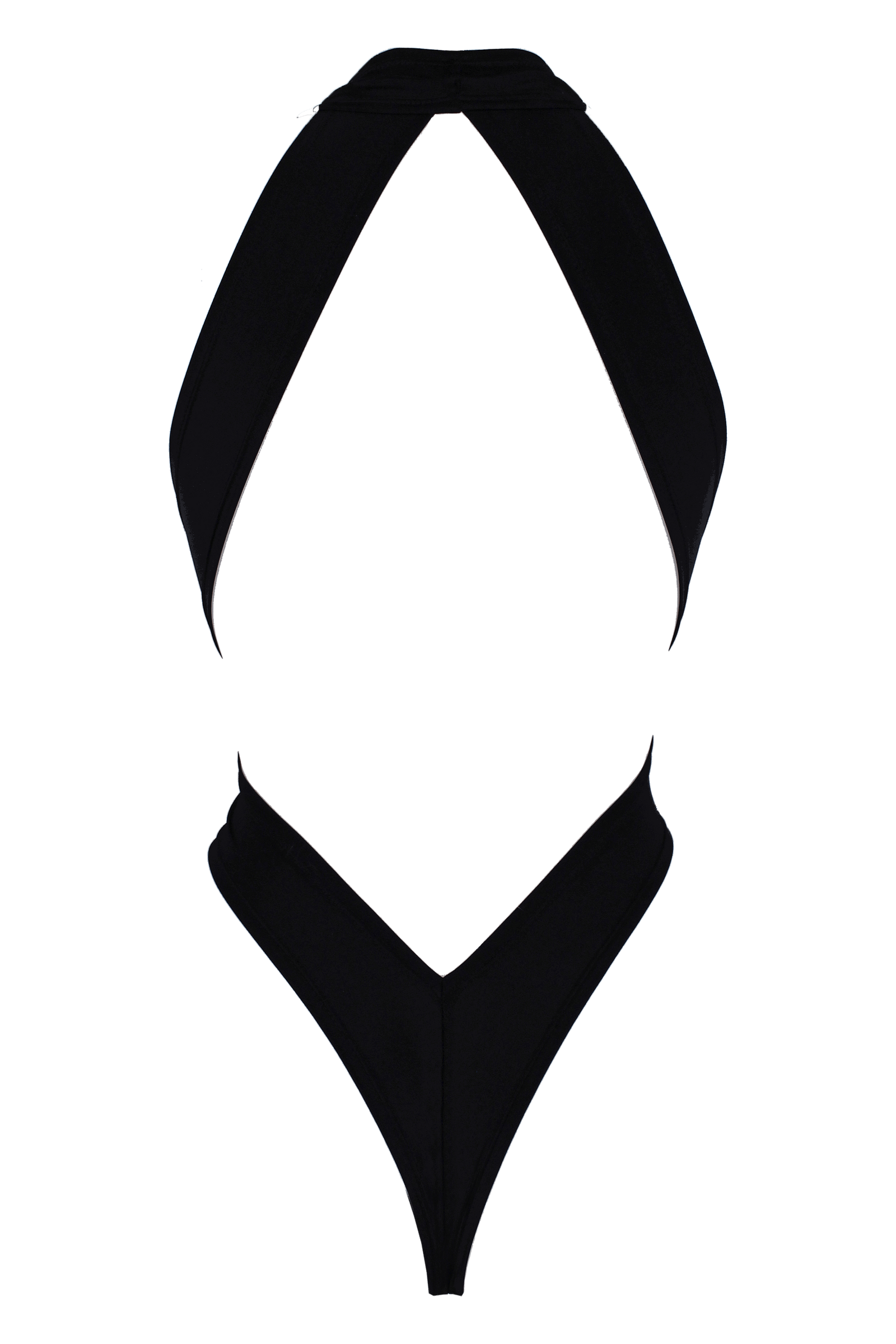CRISS CROSS Bondage High-Cut Bodysuit / Festival Bodysuit / BLACK