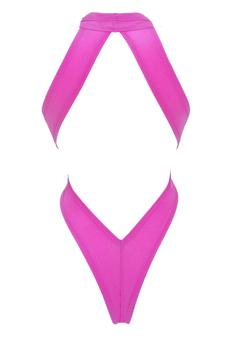 CRISS CROSS Bondage High-Cut Bodysuit / Festival Bodysuit / NEON PINK)