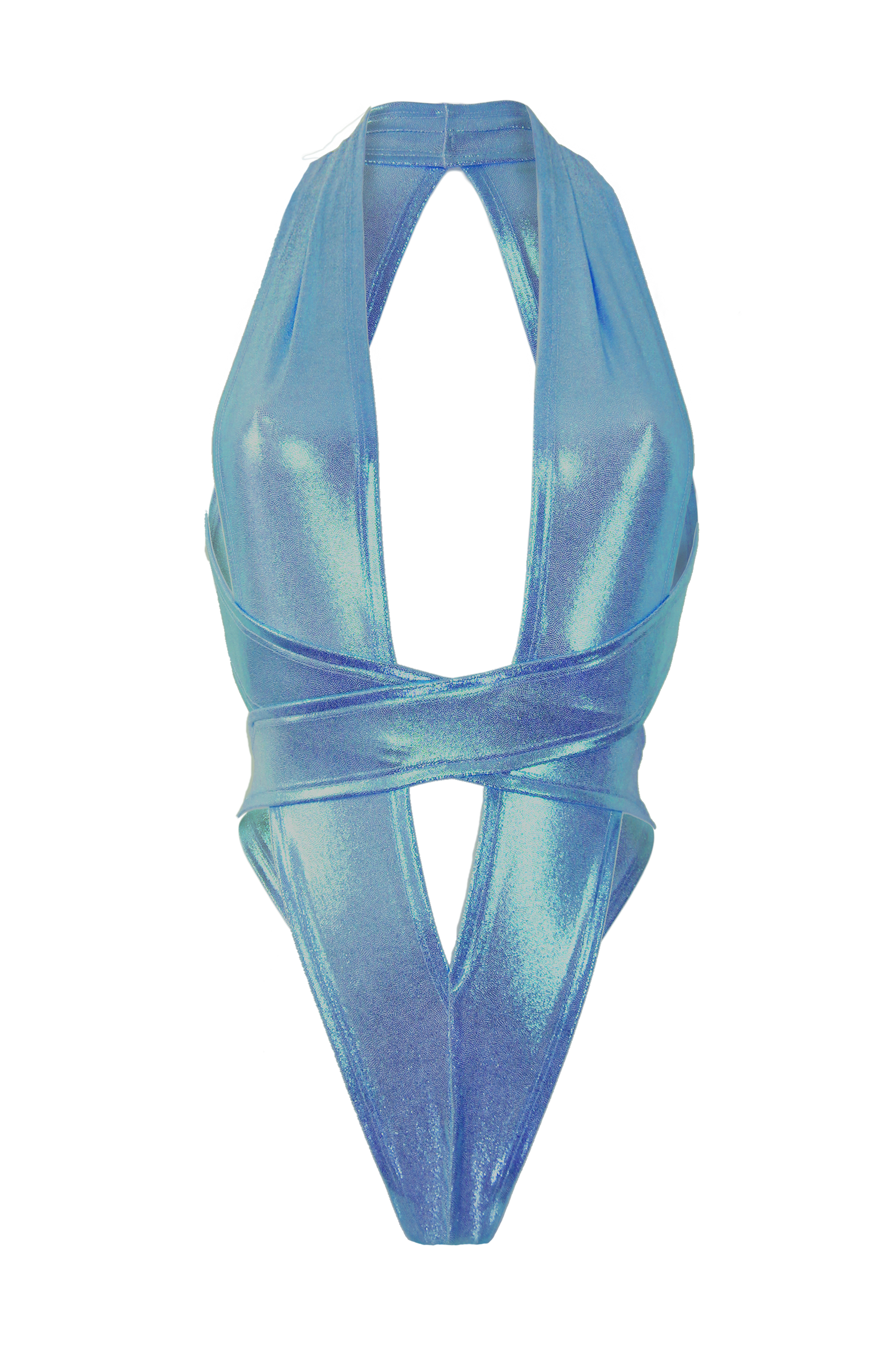 CRISS CROSS Hologram Bondage Bodysuit / RAVE Bodysuit / TURQ/AQUA,BODYSUITS - EXES LINGERIE