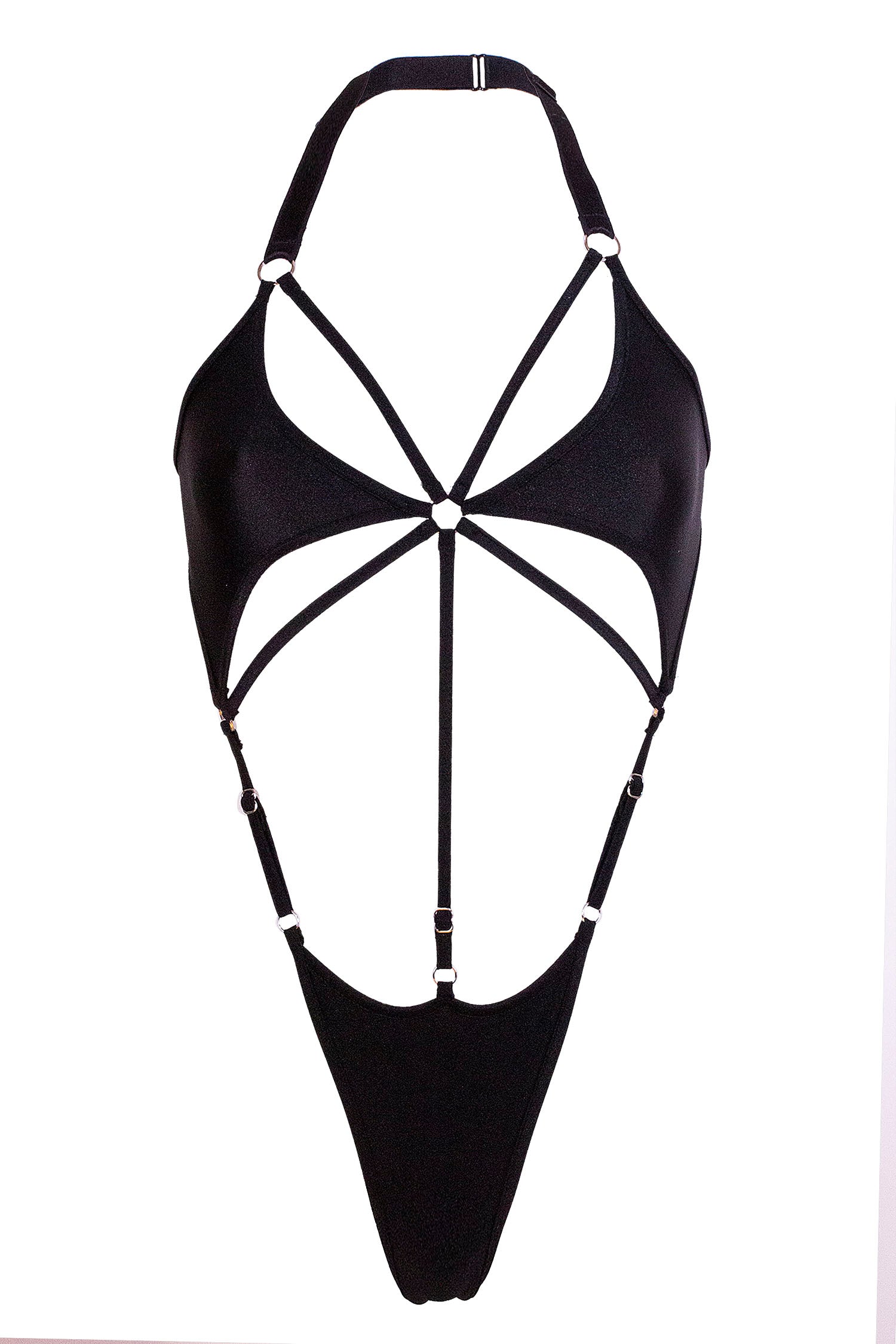 Cut-out Harness Bodysuit / Strappy Rave Bodysuit / ÉTOILE BLACK,BODYSUITS - EXES LINGERIE