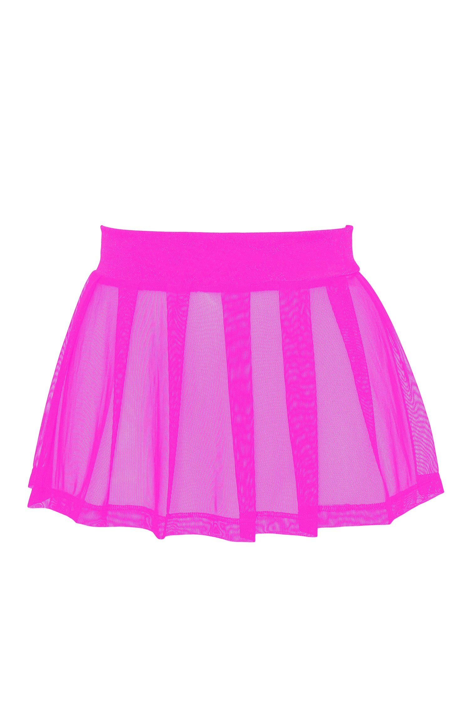 Pleated Mini skirt sheer mesh / Festival & Rave skirt / NEON PINK