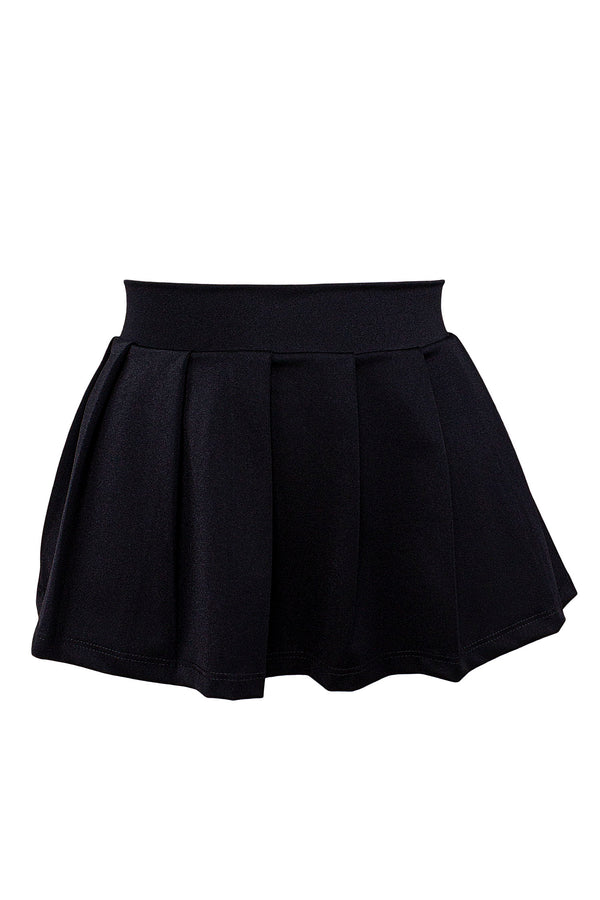 Mini pleated skater skirt / Black pleated skater skirt / BLACK