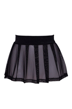 Pleated Mini skirt sheer mesh / Festival & Rave skirt / BLACK