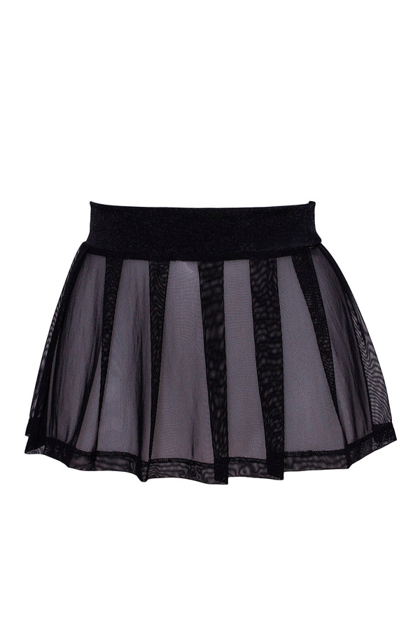 Pleated Mini skirt sheer mesh / Festival & Rave skirt / BLACK