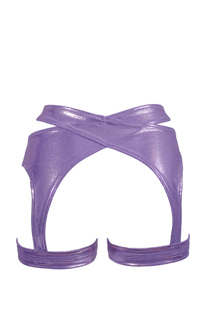 Criss Cross Holographic Garter Belt / X-GARTER HOLO LILAC - EXES LINGERIE