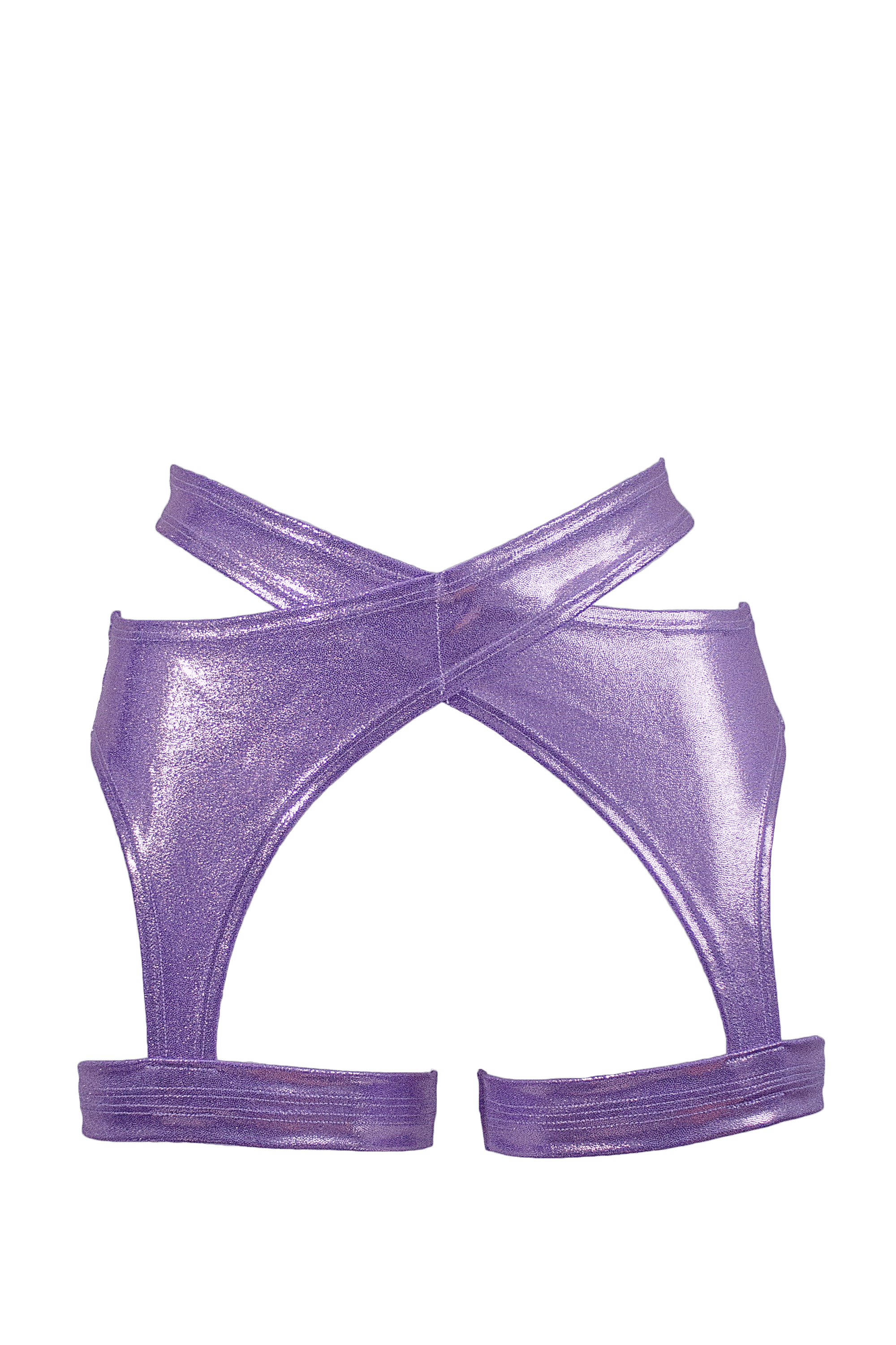 Criss Cross Holographic Garter Belt / X-GARTER HOLO LILAC - EXES LINGERIE