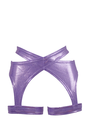 Criss Cross Holographic Garter Belt / X-GARTER HOLO LILAC - EXES LINGERIE