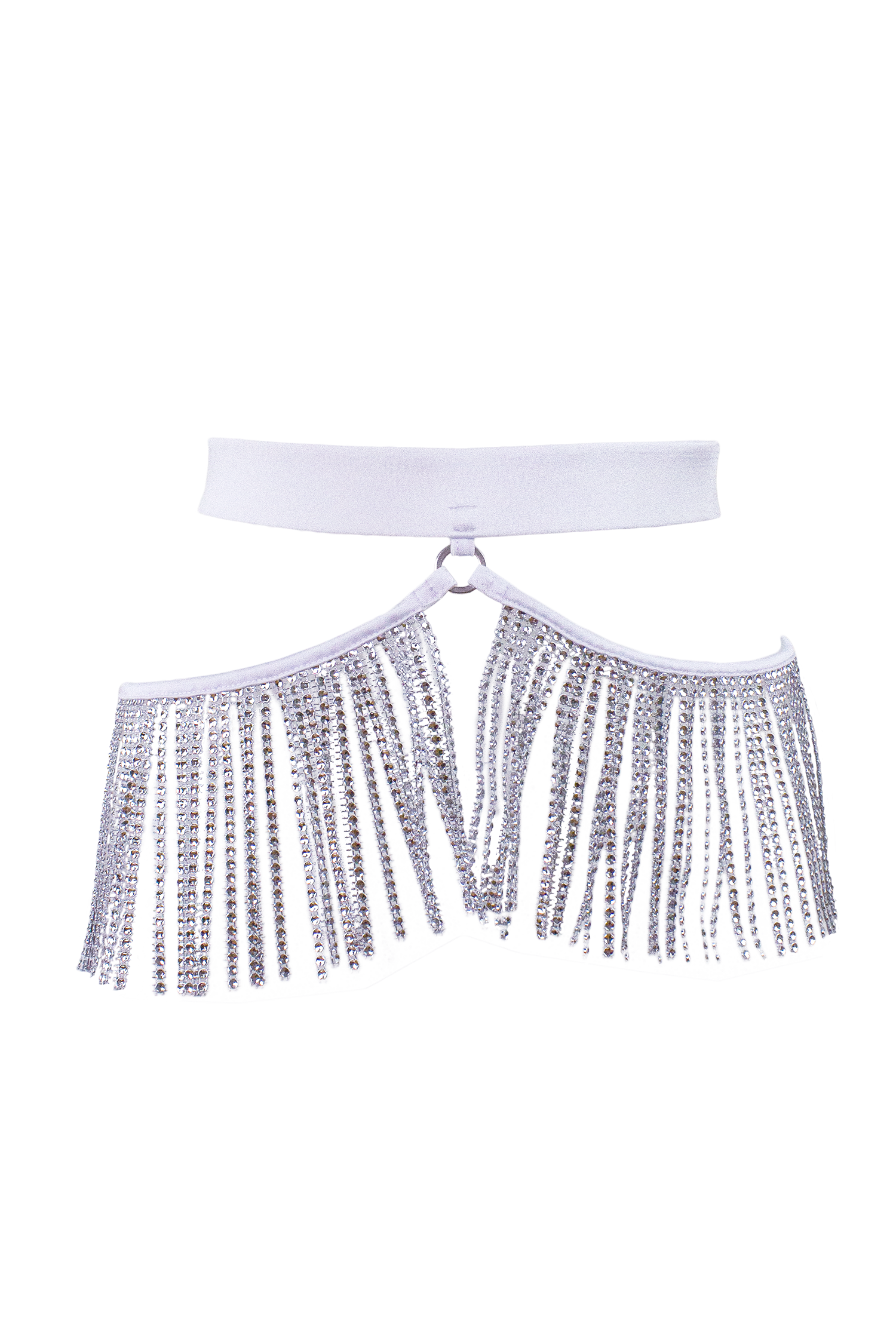 Rhinestone Fringe Belt / Festival fringes Skirt Belt / WHITE