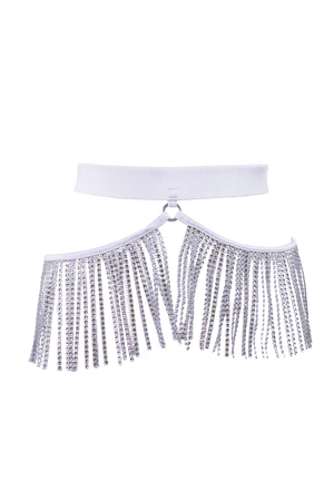 Rhinestone Fringe Belt / Festival fringes Skirt Belt / WHITE