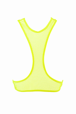Fishnet Overlay cut-out Camisole / Stretch Fishnet top / NEON YELLOW - EXES LINGERIE