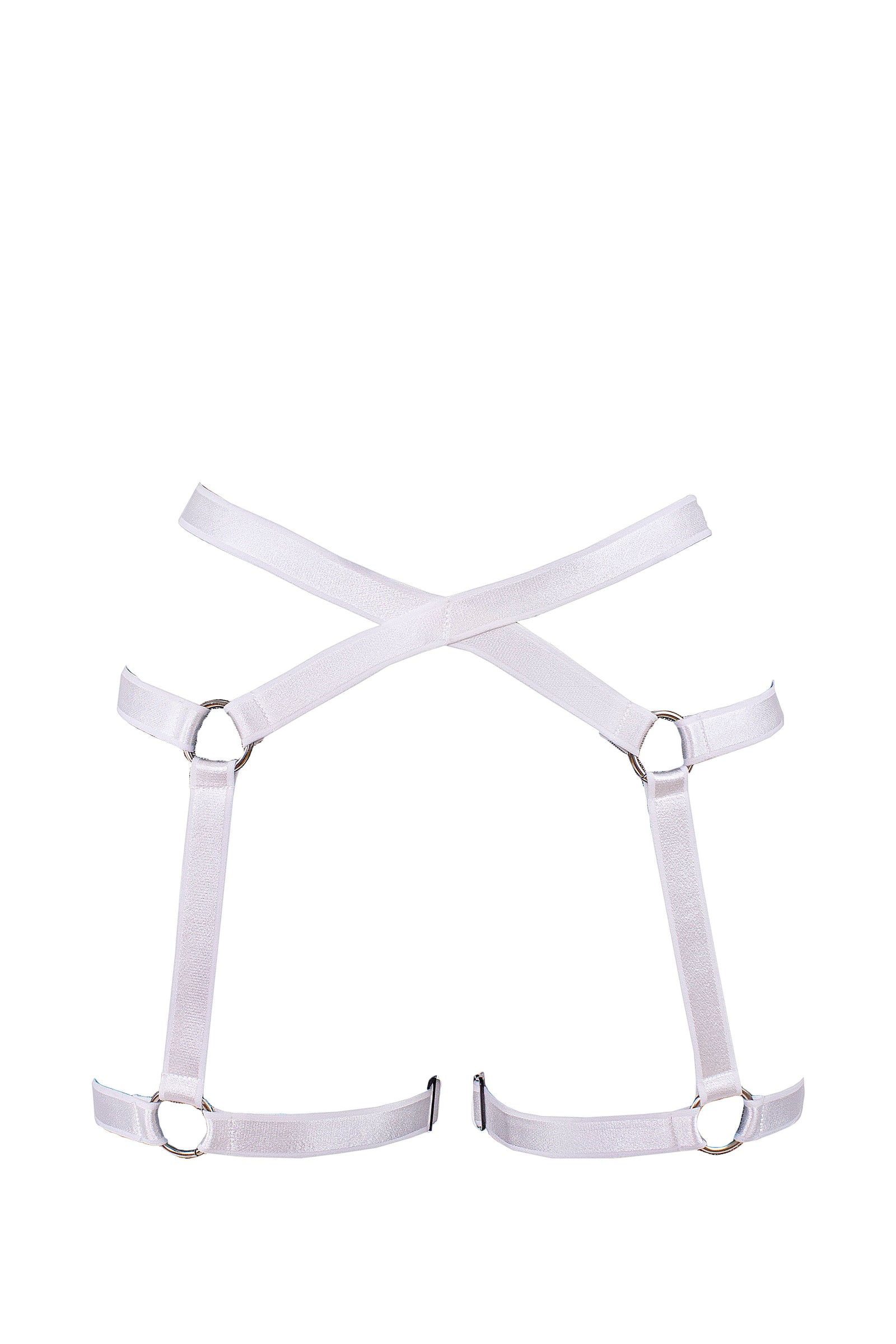 Woman Garter Harness Elastic / PoleDance & Festivals Accessories / White satin,BOTTOMS - EXES LINGERIE