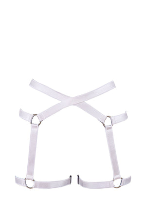 Woman Garter Harness Elastic / PoleDance & Festivals Accessories / White satin