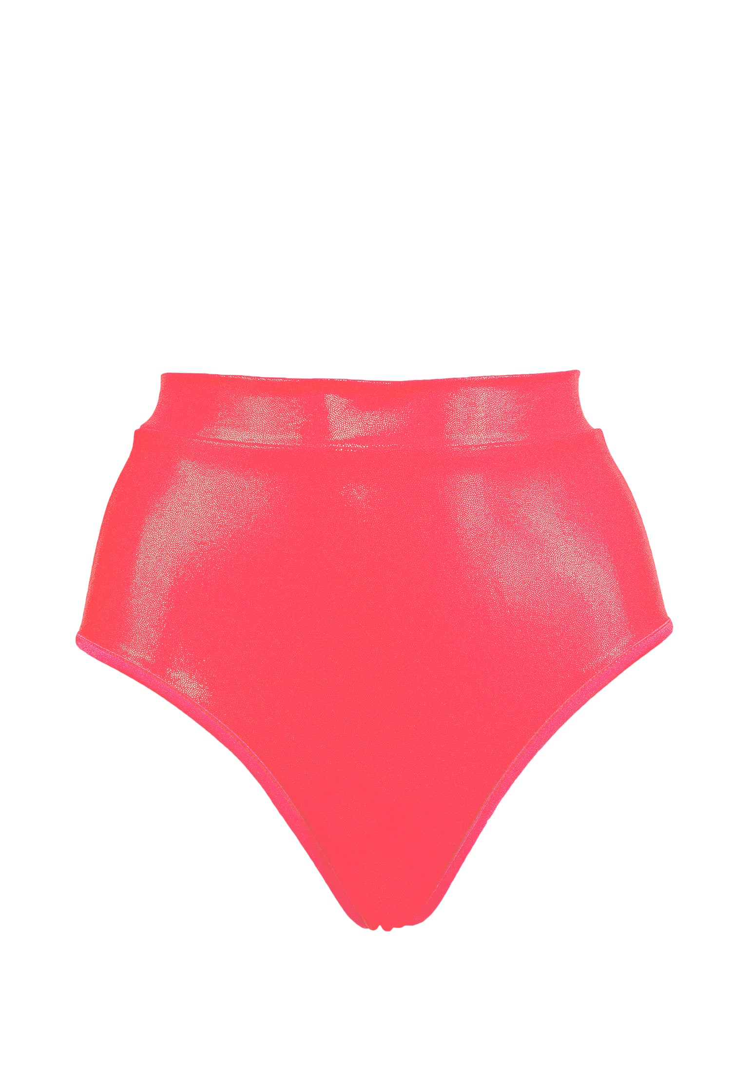 High waisted Pole Wear holographic Bottom / HW BASIC brief /CORAL Hologram,BOTTOMS - EXES LINGERIE