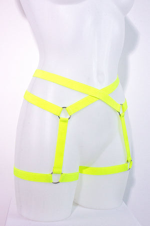 Woman Garter belt Elastic harness / Pole Dance & Festivals Accessories / Neon Yellow