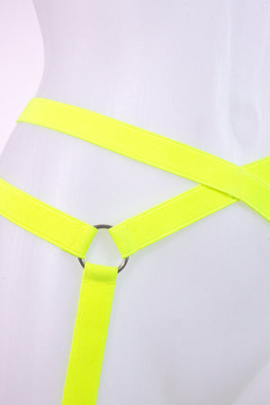 Woman Garter belt Elastic harness / Pole Dance & Festivals Accessories / Neon Yellow