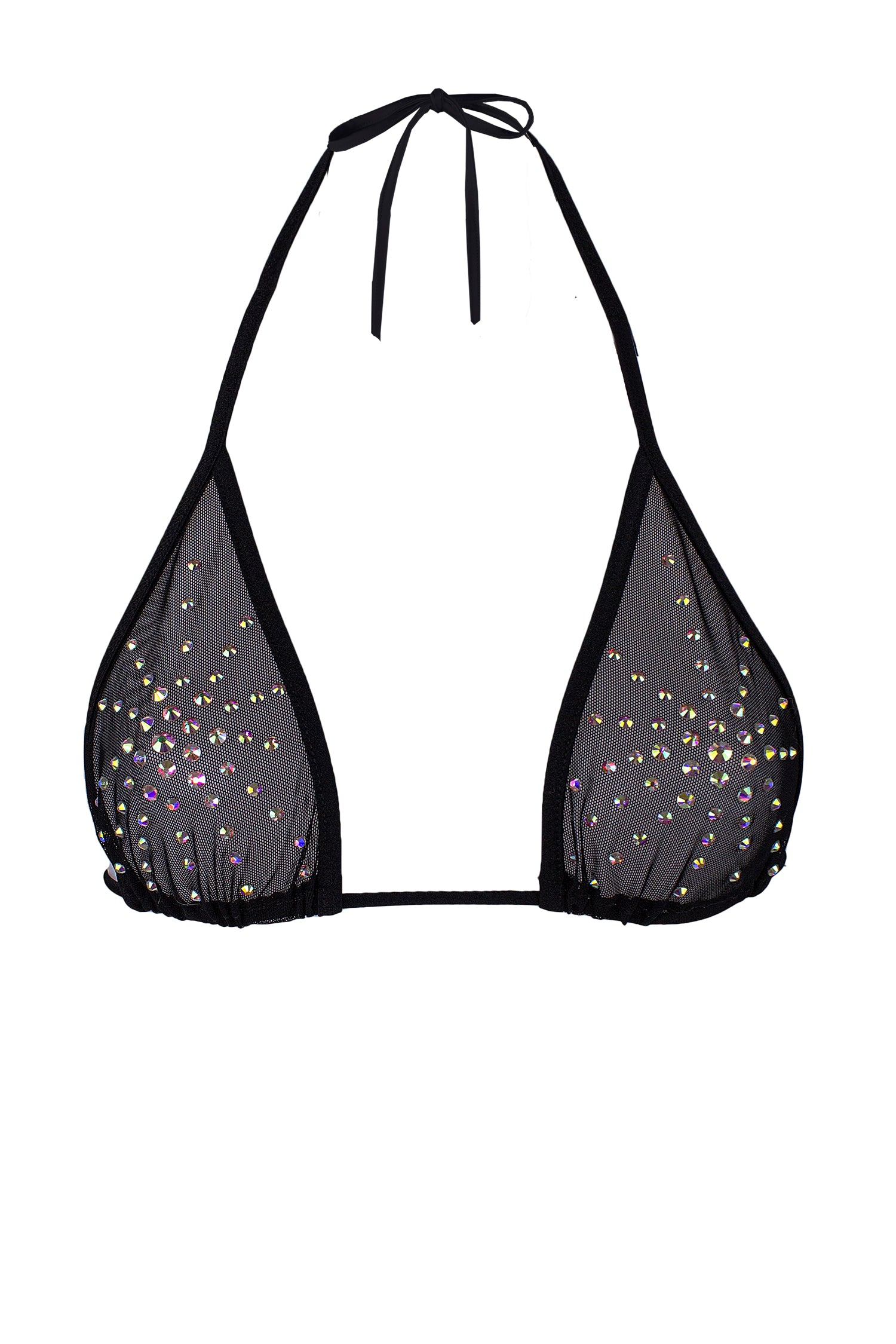 Rhinestones Triangle Bikini Top  / TOP ISA CRYSTALS BLACK,TOPS - EXES LINGERIE