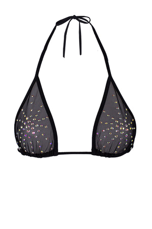 Rhinestones Triangle Bikini Top  / TOP ISA CRYSTALS BLACK