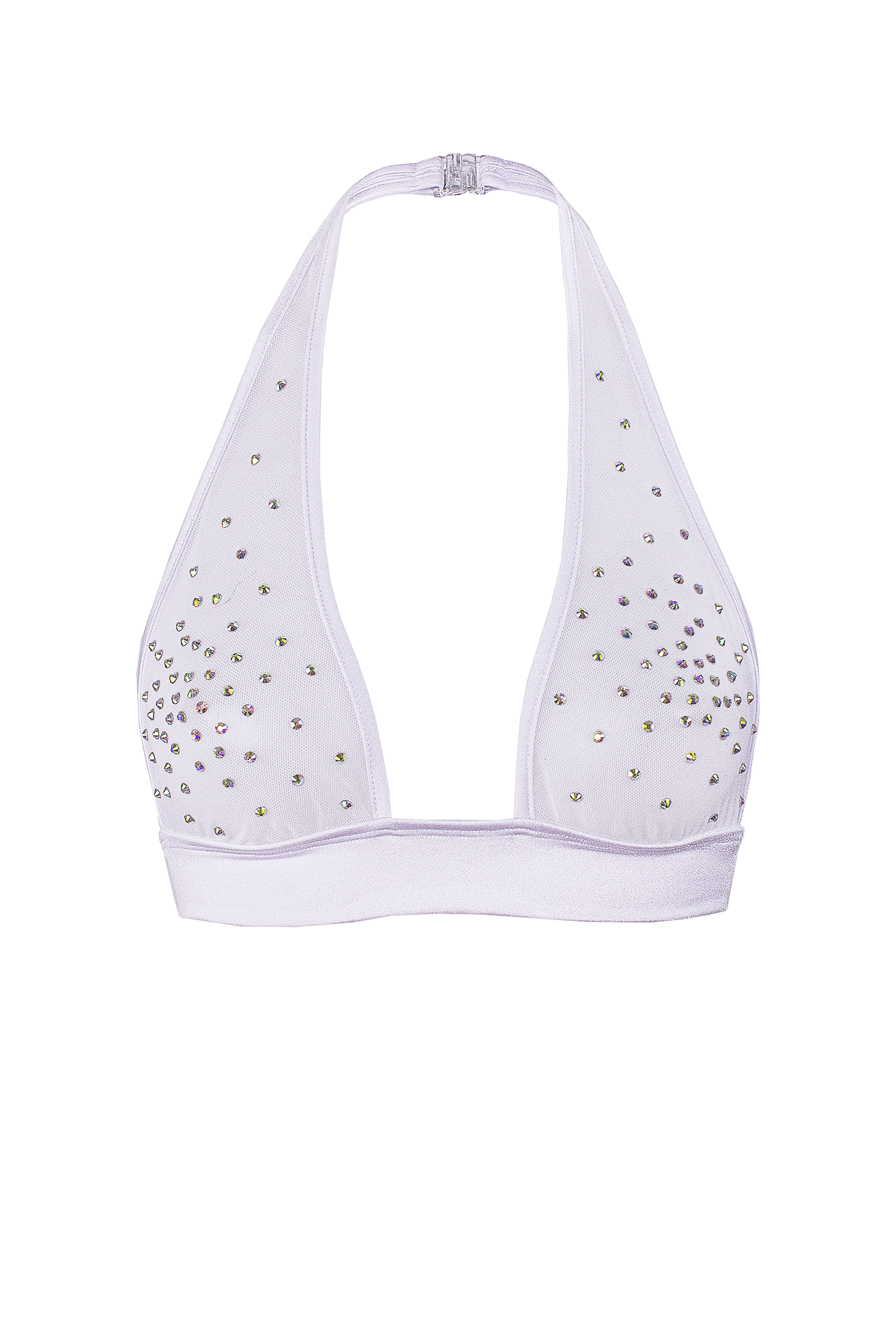 Halter sheer Mesh Crop Top with Crystals / TOP ALEX WHITE,TOPS - EXES LINGERIE