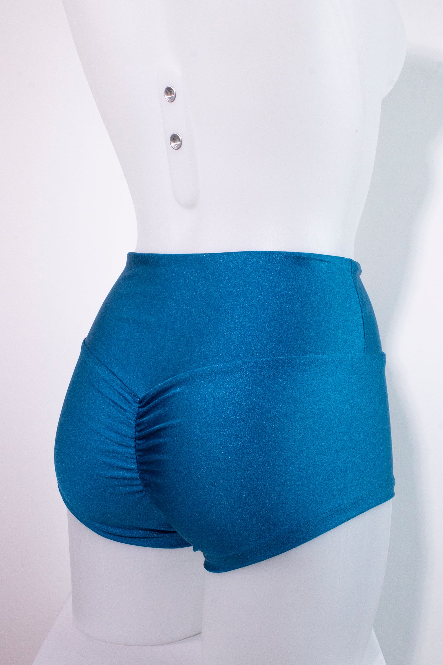 Athletic Shorts Scrunch Butt / HIGH WAISTED SHORTS RUCHED BACK / TEAL