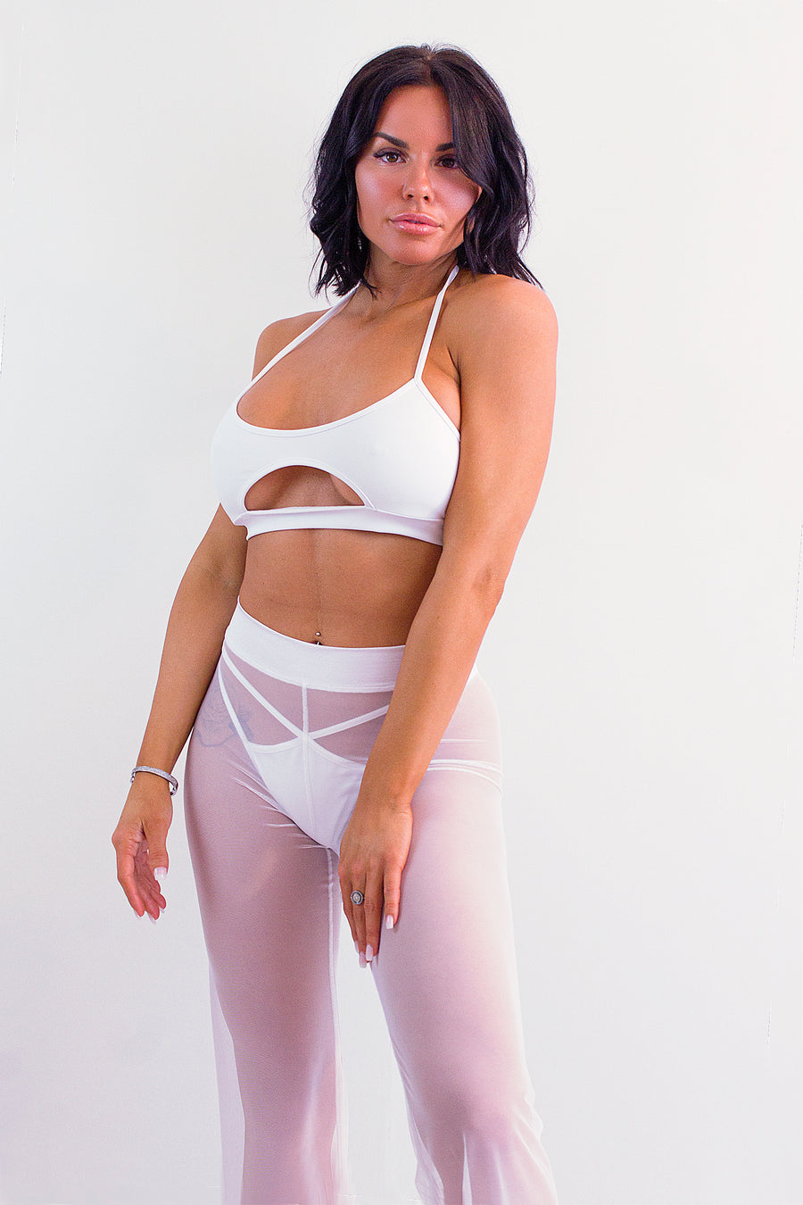 High Waist Pant Loungewear Cover-up Pant/ BB PANT SWIM WHITE - EXES LINGERIE