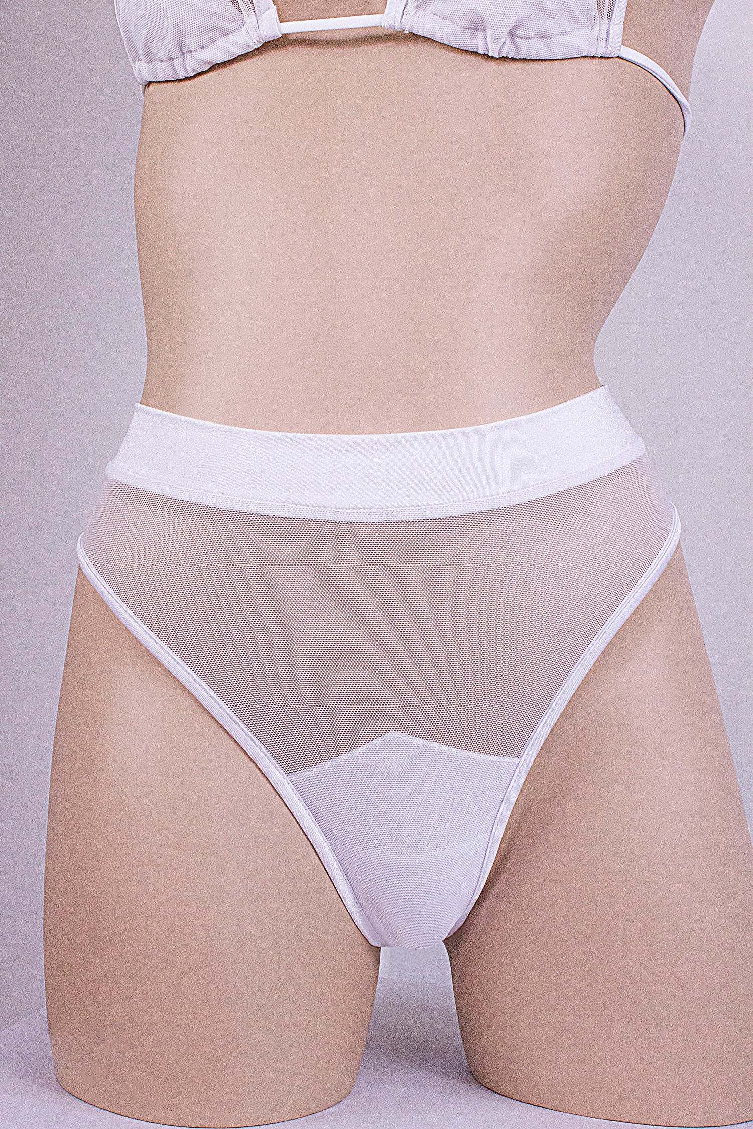 High waisted mesh Panties / Mesh festival bottom / BOND MESH WHITE - EXES LINGERIE