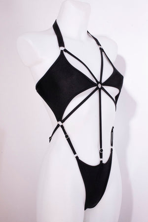 Cut-out Harness Bodysuit / Strappy Rave Bodysuit / ÉTOILE BLACK