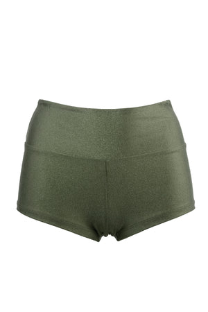Athletic Shorts Scrunch Butt / HIGH WAISTED SHORTS RUCHED BACK / KHAKI