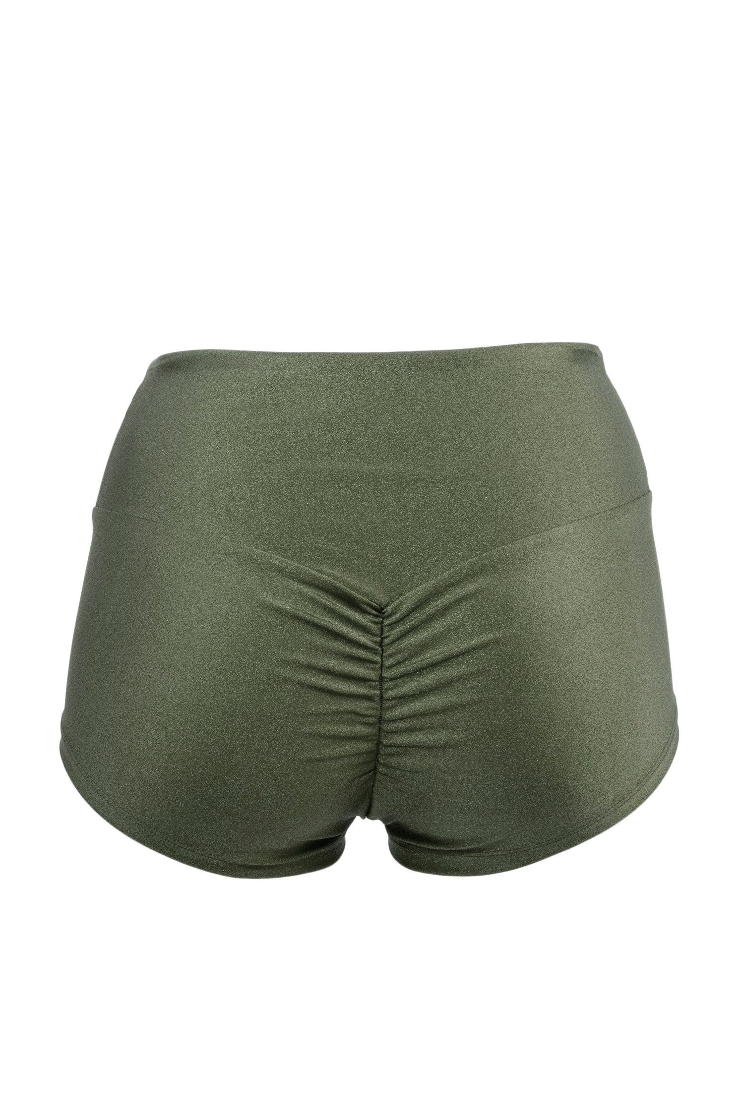 Athletic Shorts Scrunch Butt / HIGH WAISTED SHORTS RUCHED BACK / KHAKI