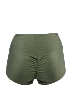 Athletic Shorts Scrunch Butt / HIGH WAISTED SHORTS RUCHED BACK / KHAKI