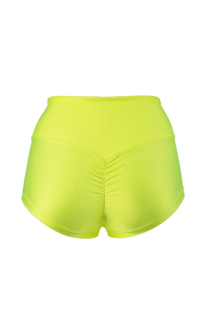 Athletic Short Scrunch Butt / SHORT RUCHED BACK / Neon Yellow - EXES LINGERIE