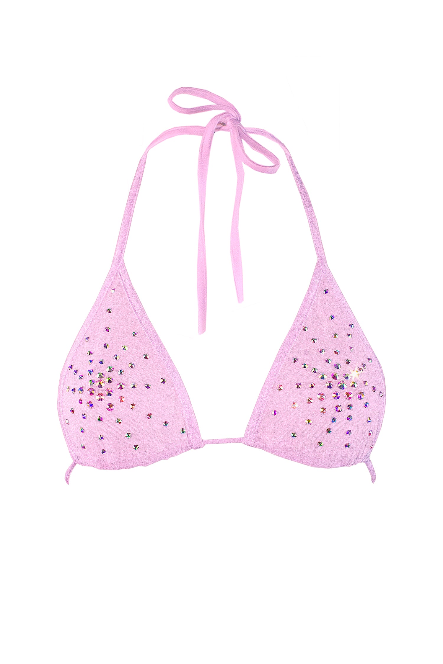 Rhinestones Triangle Bikini Top  / TOP ISA CRYSTALS BABY PINK,TOPS - EXES LINGERIE