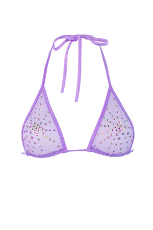 Rhinestones Triangle Bikini Top  / TOP ISA CRYSTALS LILAC