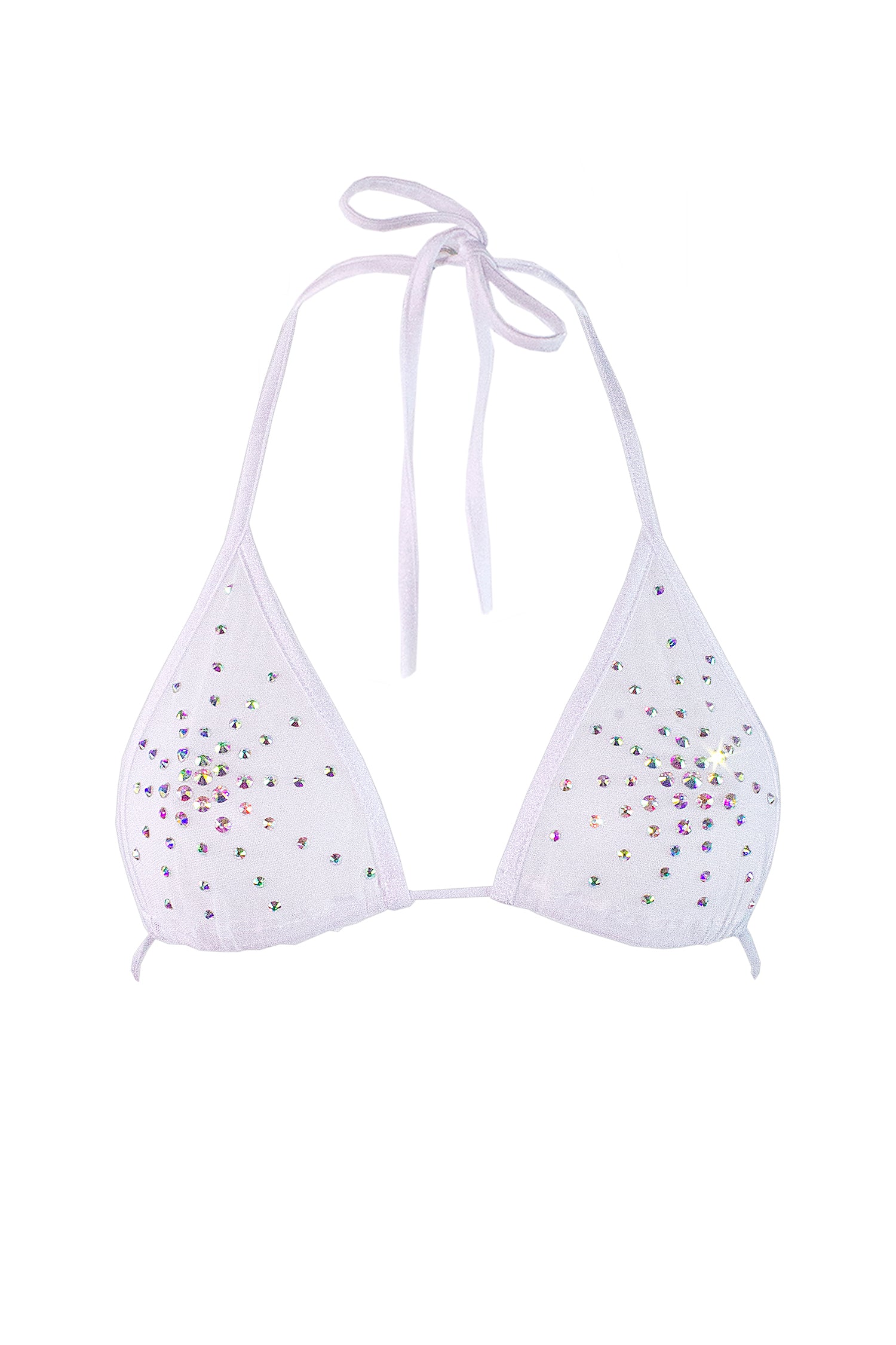 Rhinestones Triangle Bikini Top  / TOP ISA CRYSTALS WHITE,TOPS - EXES LINGERIE