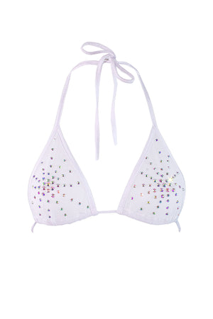 Rhinestones Triangle Bikini Top  / TOP ISA CRYSTALS WHITE