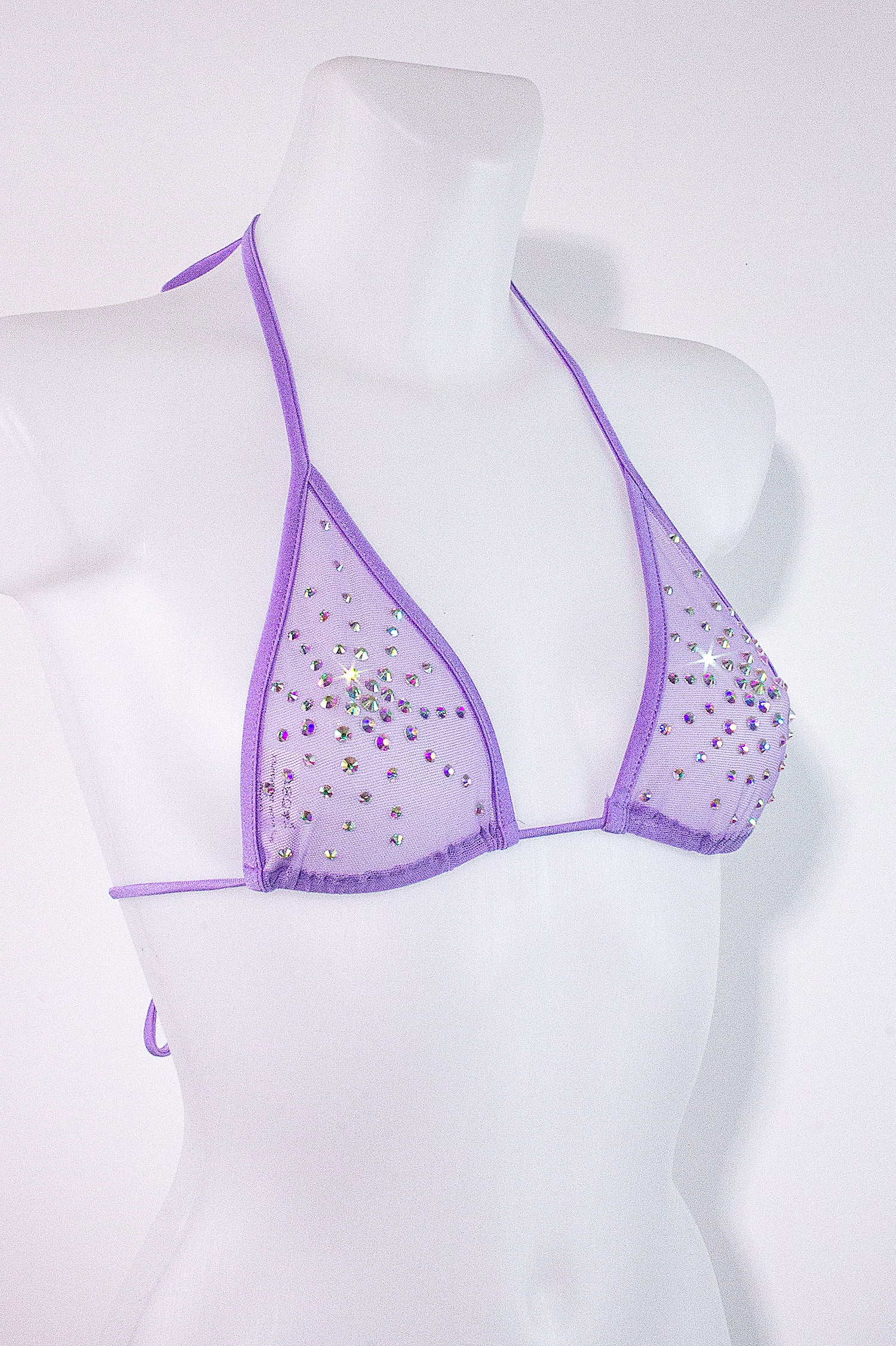 Rhinestones Triangle Bikini Top  / TOP ISA CRYSTALS LILAC