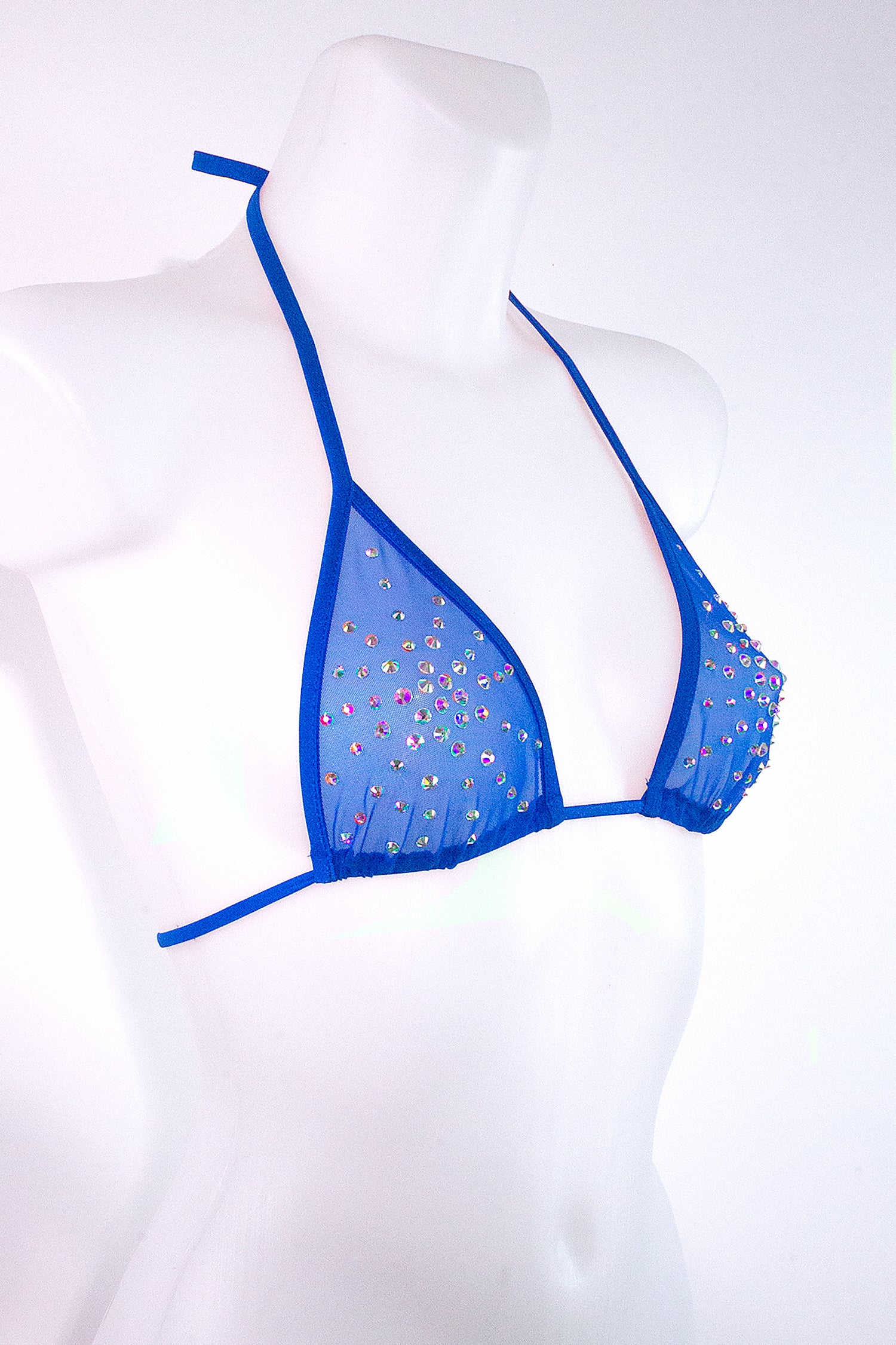Rhinestones Triangle Bikini Top  / TOP ISA CRYSTALS ROYAL BLUE,TOPS - EXES LINGERIE